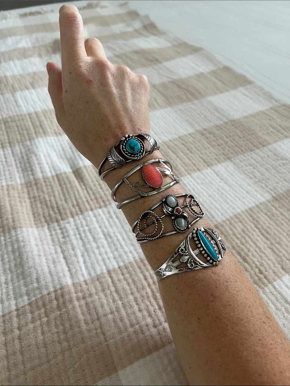 Sterling Silver Cuff Bracelet with Turquoise Stone - Picture 8 of 8